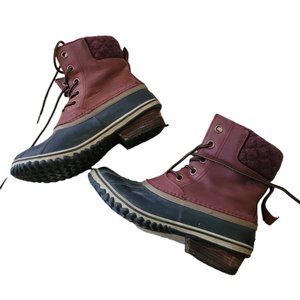 Sorel Womens Slimpack II Snow Winter Burgundy/Navy Rain Lace Up Boots - Size 10